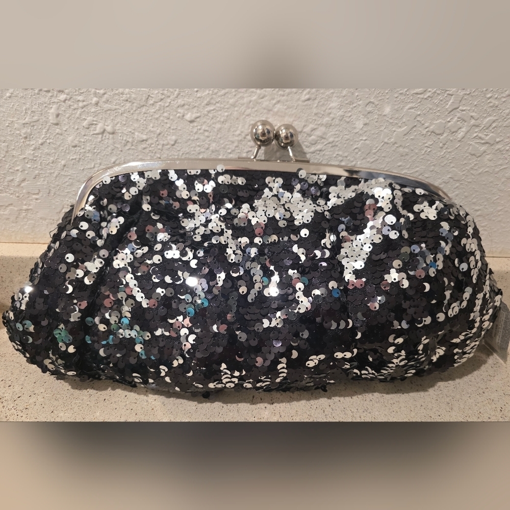 Mossimo Supply Co. Black and Silver Sequin Clutch